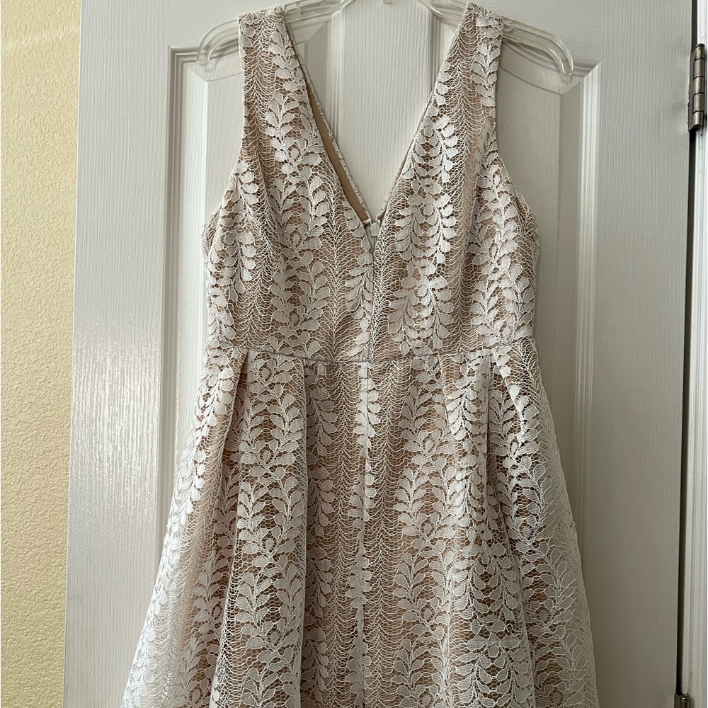 LuLus All of My Heart White Lace Dress SZ L